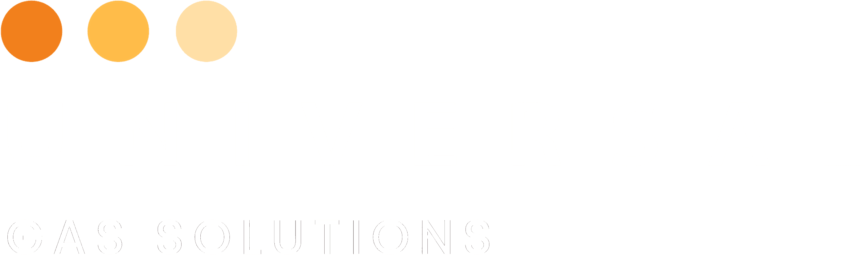 Universal Gas Solutions logo: three amber dots above the wordmark in white.