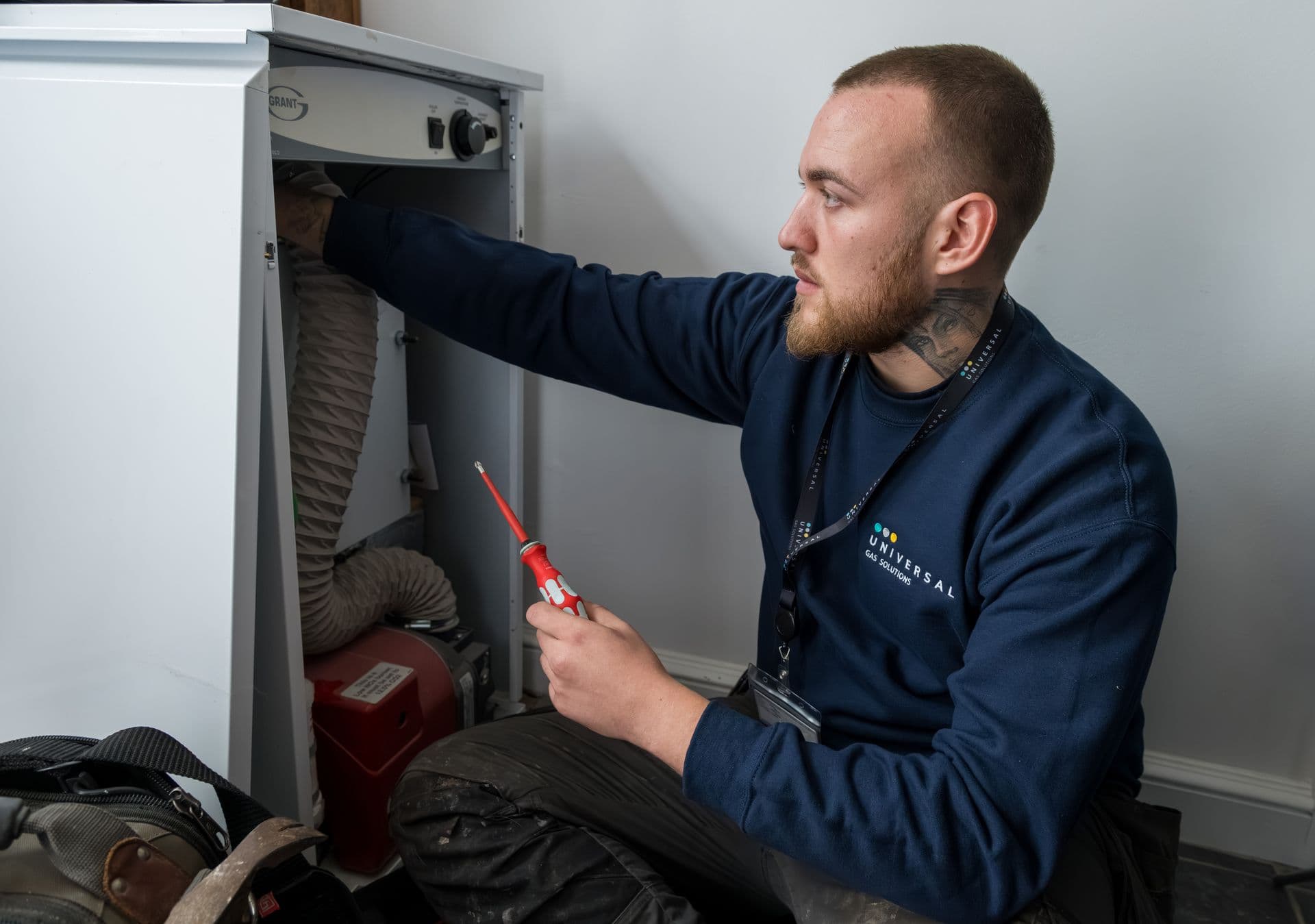 A Universal engineer working on an installation
